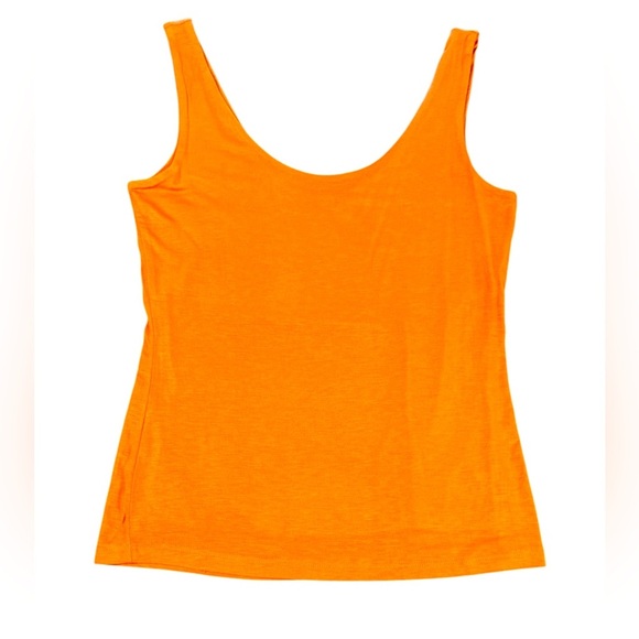 Double Zero Scoop Neck Tank Size Large Orange Sleeveless Straight Hem Stretch - Picture 5 of 11